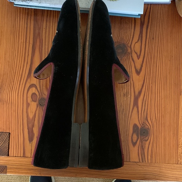 Stubbs & Wootton Black Velvet Loafers with Embroidered Fly Design